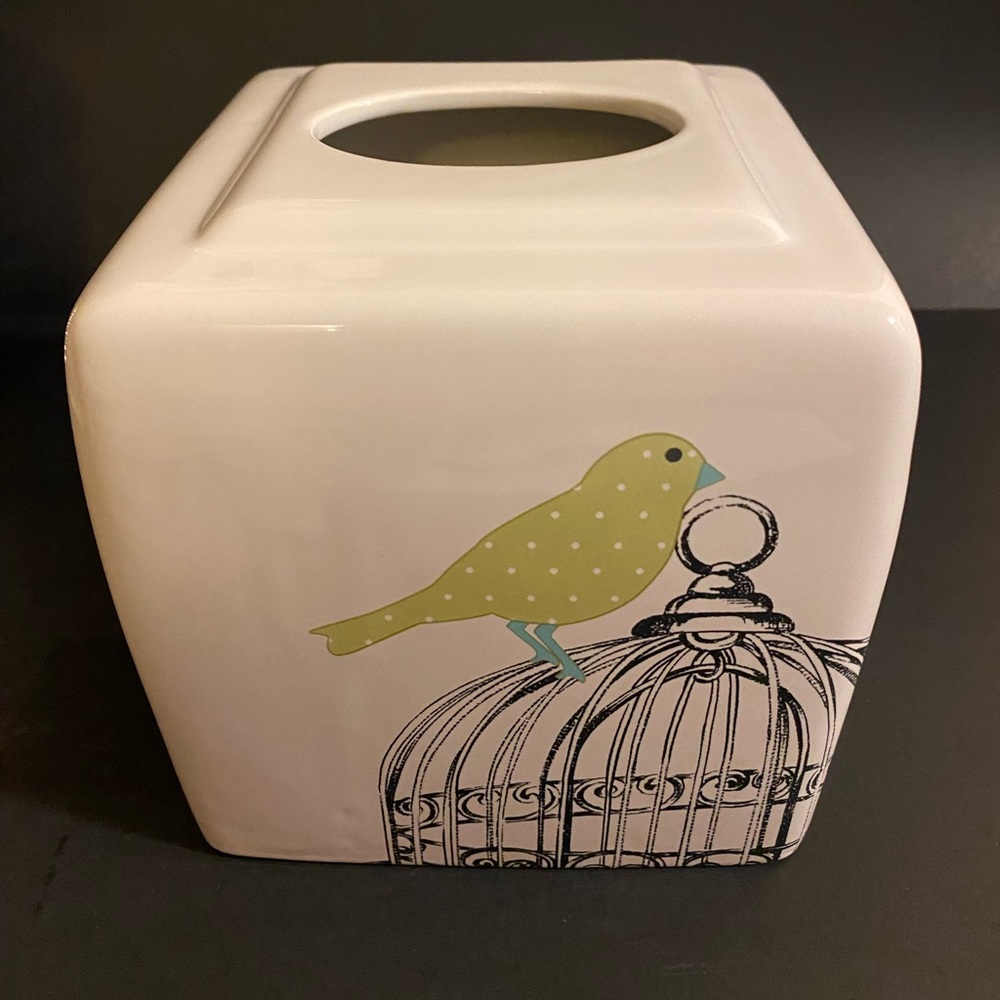 Laura Ashley Home Ceramic Tissue Box Butterflies "BIRDS & BRANCHES" Cover NEW